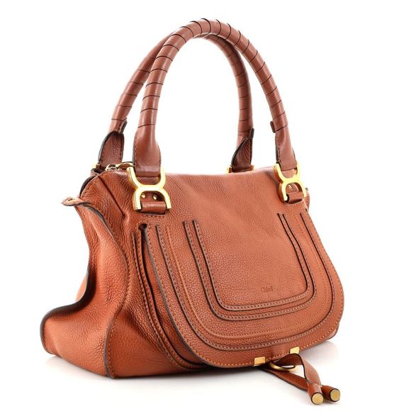 Chloe Marcie Satchel Leather Medium Brown - Picture 3 of 9